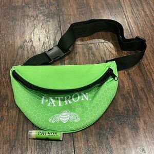 Patron Tequila Honeycomb Bright Green Fanny Hip Pack‎ with lip balm NWOT
